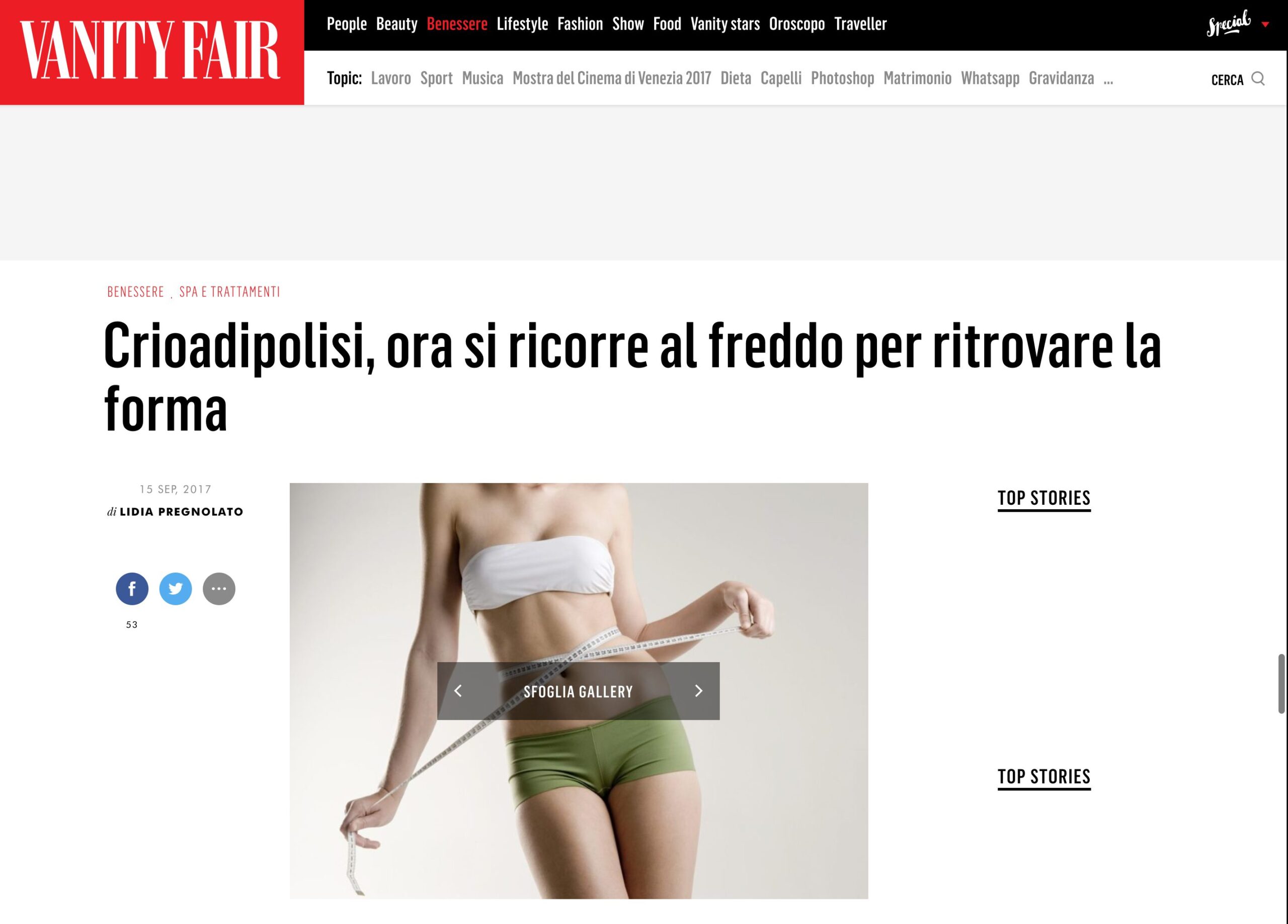 Vanity Fair – Criolipolisi, ora si ricorre al freddo per ritrovare la forma