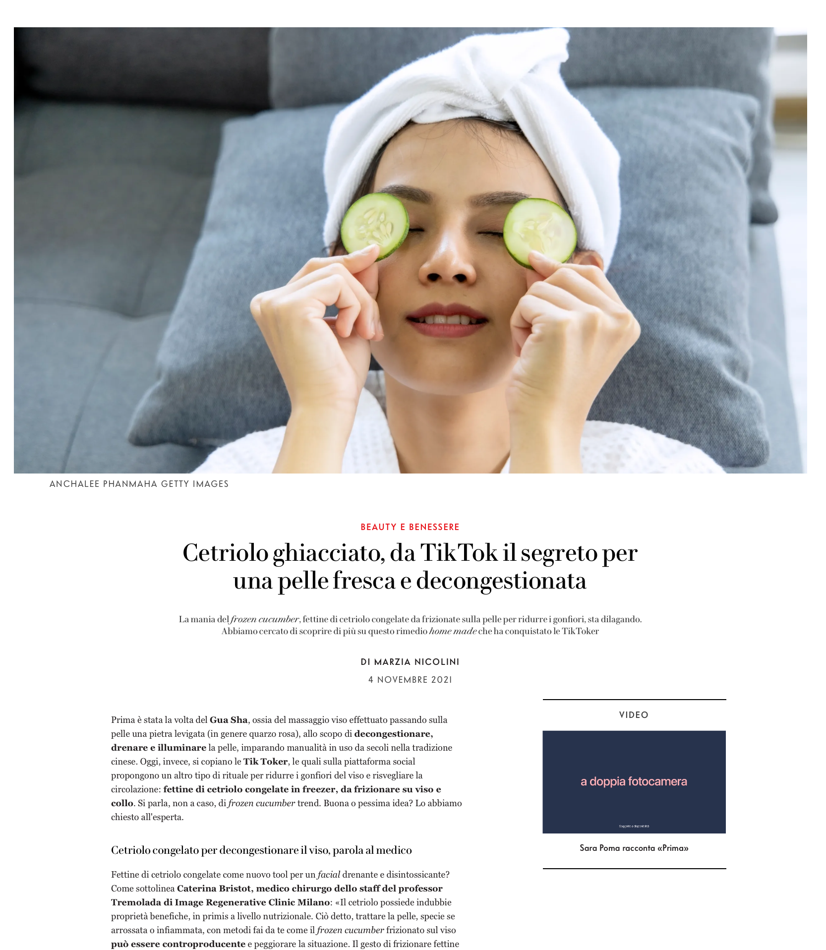 Vanityfair – Frozen Cucumber, la moda del cetriolo ghiacciato